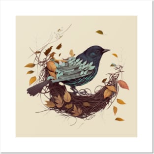 bird in the leaves Posters and Art